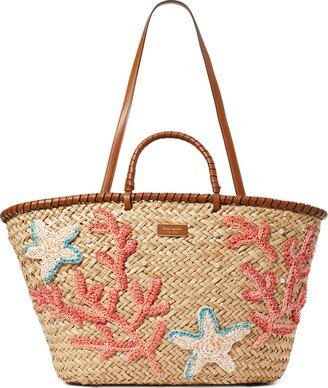 What The Shell Embellished Straw Large Tote