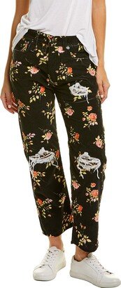 Black Floral Boyfriend Jean-AB