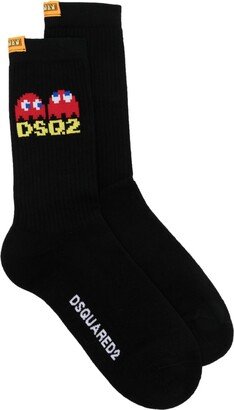 x Pacman logo-patch ankle socks