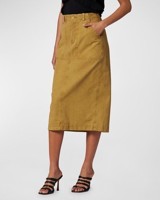 Riya Straight Twill Midi Skirt