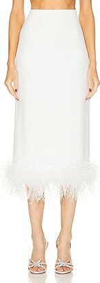 Feather Midi Skirt in White