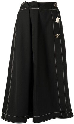 Carla contrast-stitching midi skirt