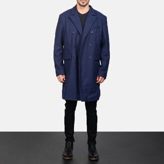 Claud Blue Wool Double Breasted Coat