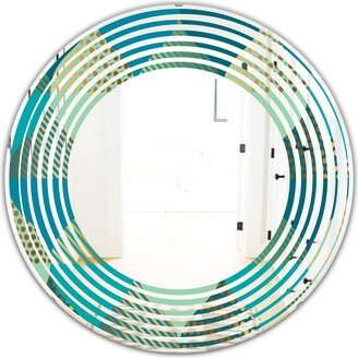 Designart 'Luxury Retro Drops I' Printed Modern Round or Oval Wall Mirror - Wave