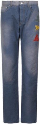 Logo Patch Straight Leg Jeans-AN