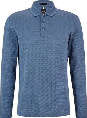 Cotton Long-Sleeved Polo Shirt-AA