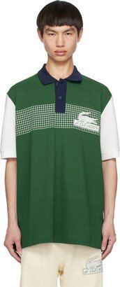 White & Green Loose-Fit Polo