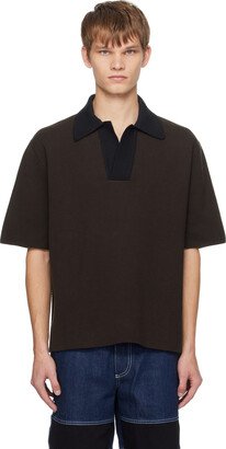 Brown Open Placket Polo