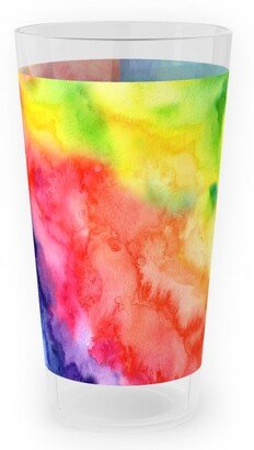 Outdoor Pint Glasses: Rainbow Watercolor Wash Outdoor Pint Glass, Multicolor