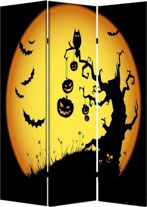 Liva 71 Inch Folding Screen Room Divider, Halloween Harvest Moon Design