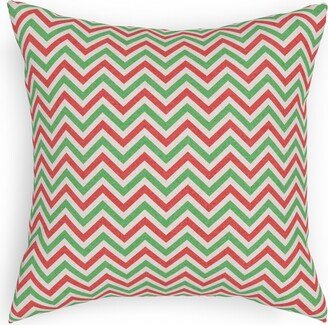 Outdoor Pillows: Mottled Holiday Zigzags Outdoor Pillow, 18X18, Single Sided, Multicolor