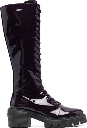 Lace-Up Patent Boots