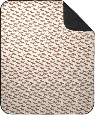 Picnic Blankets: Wild Horses - Ginger On Cream Picnic Blanket, Brown