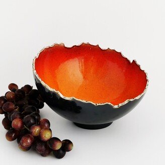 Large Ceramic Serving Bowl Red Fruit Big Handmade Pottery Bowls Ceramic Dish Orange Modern