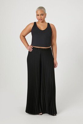 Women's Pleated Palazzo Pants in Black, 1X