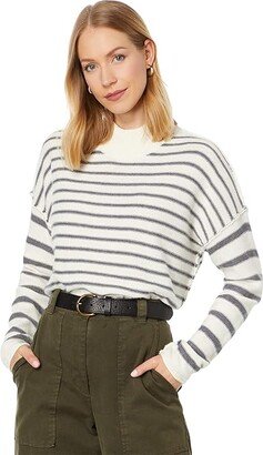 Stripe Jamaica Mock Neck (Antique Cream) Women's Clothing