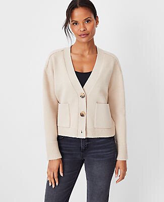 Relaxed Cropped V-Neck Cardigan