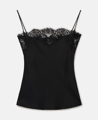 Guipere Lace Trim Satin Cami Top