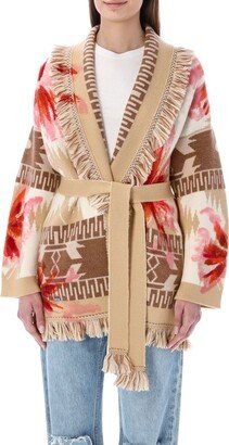 Jacquard Tie-Waist Cardigan