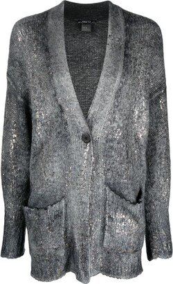 Metallic-Splatter Knitted Cardigan