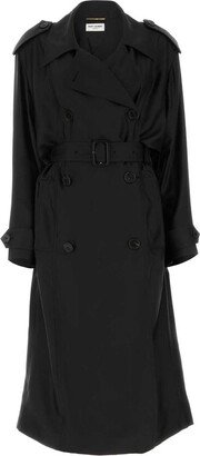 Belted Long-Sleeved Trench Coat-AD