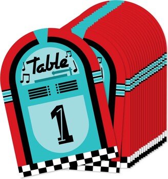 Big Dot Of Happiness 50's Sock Hop - 1950s Rock Party Double-Sided 5 x 7 Cards Table Numbers - 1-20