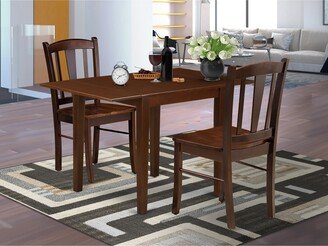 Kitchen Table Set- Dining Chairs and Slatted Chair Back - Dropleaf Kitchen Dining Table - Mahogany Finish