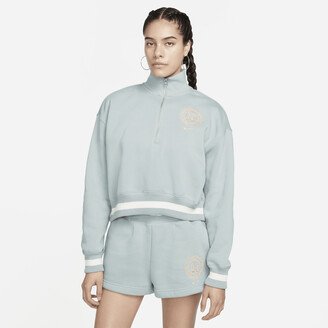 Women's Sportswear Phoenix Fleece Heritage Oversized 1/2-Zip Crop Sweatshirt in Grey