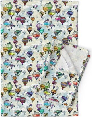 Hot Air Balloons Tea Towels | Set Of 2 - Balloon Festival By Mido Studio Estival Festive Linen Cotton Spoonflower