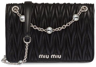 Crystal-Embellished Matelassé Leather Cross-Body Bag