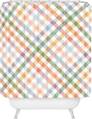 Ninola Design Countryside Gingham Picnic Diagnol Shower Curtain Green