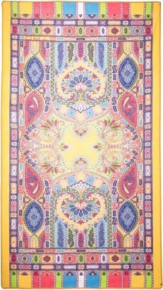 Multicolor Beach Towel With Paisley Ornamental Print In Cotton Terry Home