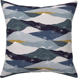 Pillows: Ever Blue Mountains - Multi Pillow, Woven, White, 16X16, Double Sided, Blue