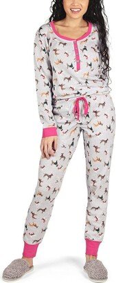 MeMoi Women's Dog Mania 2 Piece Pajama Set