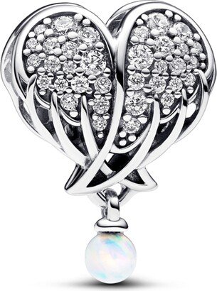 Cubic Zirconia Angel Wings Heart Charm