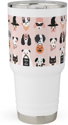 Travel Mugs: Halloween Puppies On Pink Travel Tumbler, 30Oz, Pink