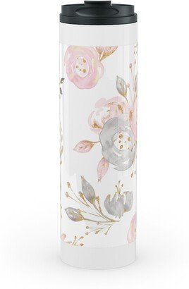 Travel Mugs: Floral - Blush Stainless Mug, White, 20Oz, Pink