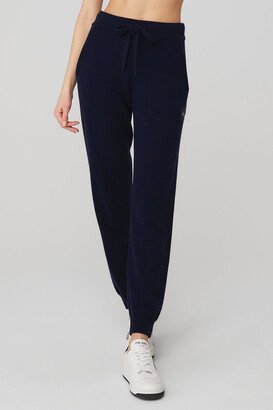 High-Waist Cashmere Jet Set Pants in Navy Blue, Size: 2XS |