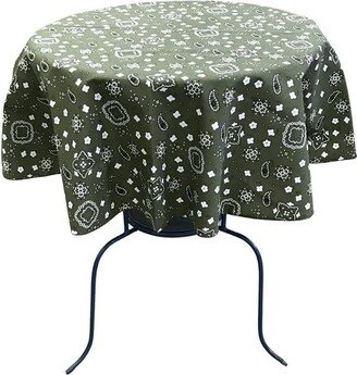 Round Print Poly Cotton Tablecloth | Bandanna Olive, Choose