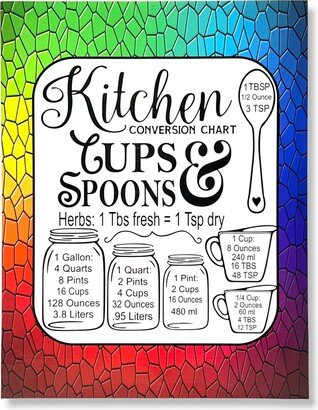 Inch Magnet Kitchen Measurements Conversion Chart Cups & Spoons Fun Colors