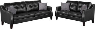 Faux Leather 2 Piece Sofa Set with Accent Pillows