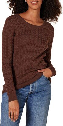 Women's Lightweight Long-Sleeve Cable Crewneck Sweater (Available in Plus Size)
