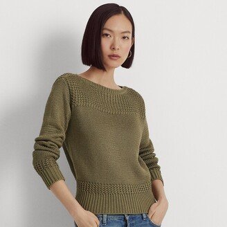 Lauren Petite Ralph Lauren Cotton-Blend Boatneck Sweater