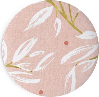 Salad Plates: Zen - Gilded Leaves - Blush Pink Large Salad Plate, Pink