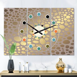 Designart 'Golden Marble Design III' Oversized Mid-Century wall clock - 3 Panels - 36 in. wide x 28 in. high - 3 Panels