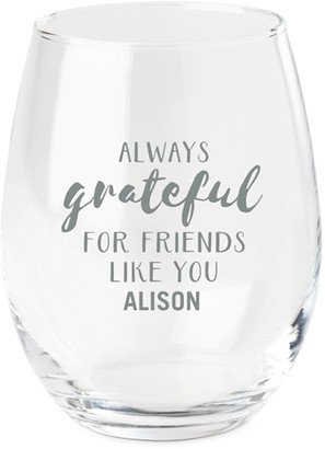 Stemless Wine Glasses: Grateful Wine Glass, Etched Wine, White