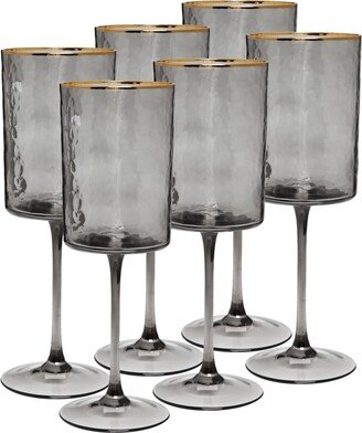 Smoked Square Shaped Wine Glasses 6 Piece Set, Service for 6