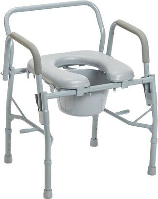 Drive Medical Steel Drop Arm Bedside Commode with Padded Seat and Arms