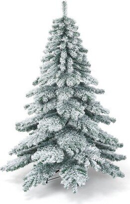 6Ft Snow Flocked Artificial Christmas Tree PVC Hinged Alaskan Pine Tree Holiday