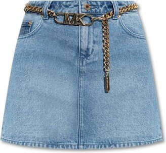 Logo Plaque Mini Denim Skirt